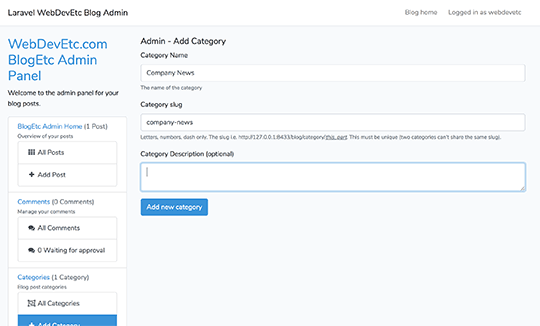 Creating new blog categories