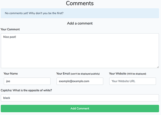 Add a blog comment form