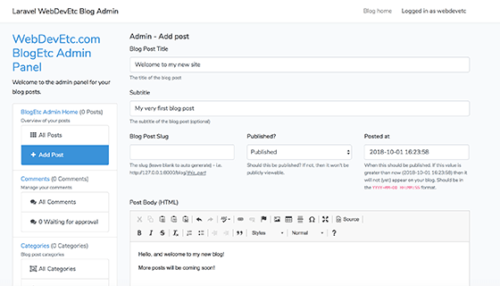 Blog Etc - laravel blog package