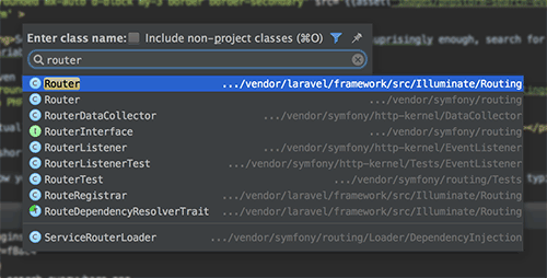 Search for class in PHPStorm